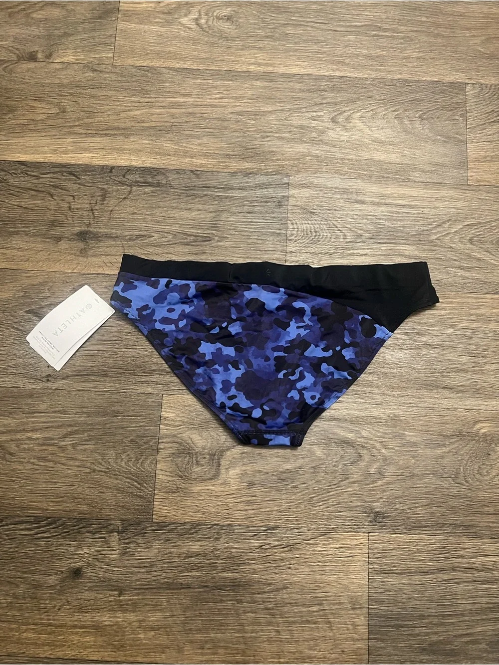NEW Athleta Freestyle Camo Medium Bikini Bottom Size Large Blue NWT